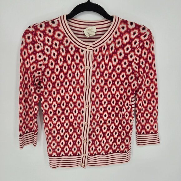 Kate spade New York Live colorfully XXS Posy Ikat Red Chestnut button cardigan - Picture 10 of 10